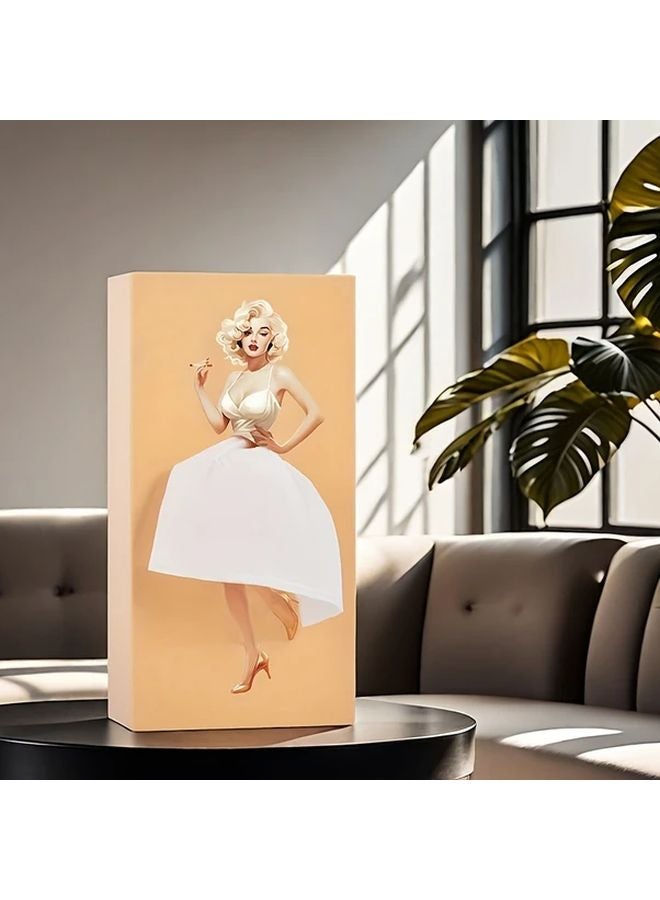 حامل مناشف ورقية أصفر فاتح بتصميم تنورة من راتنج ABS، يشمل 20 ربطة شعر أكريليك هدية مجانية - Image 5